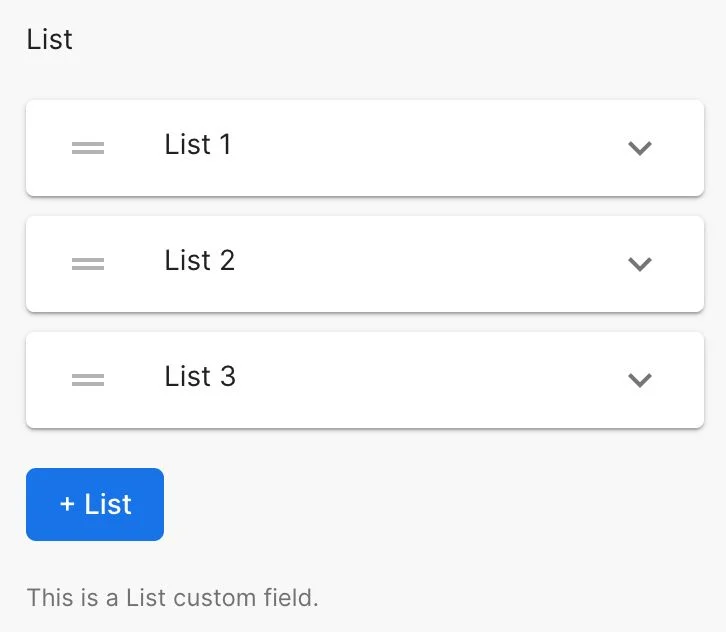 Custom field type List