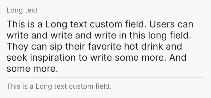 Custom field type Long Text