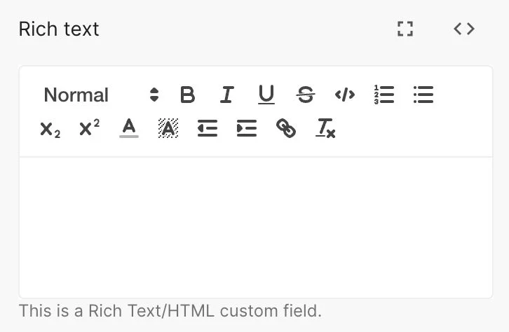 Custom field type Rich text/HTML