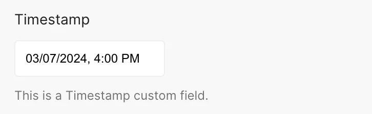 Custom field type Timestamp