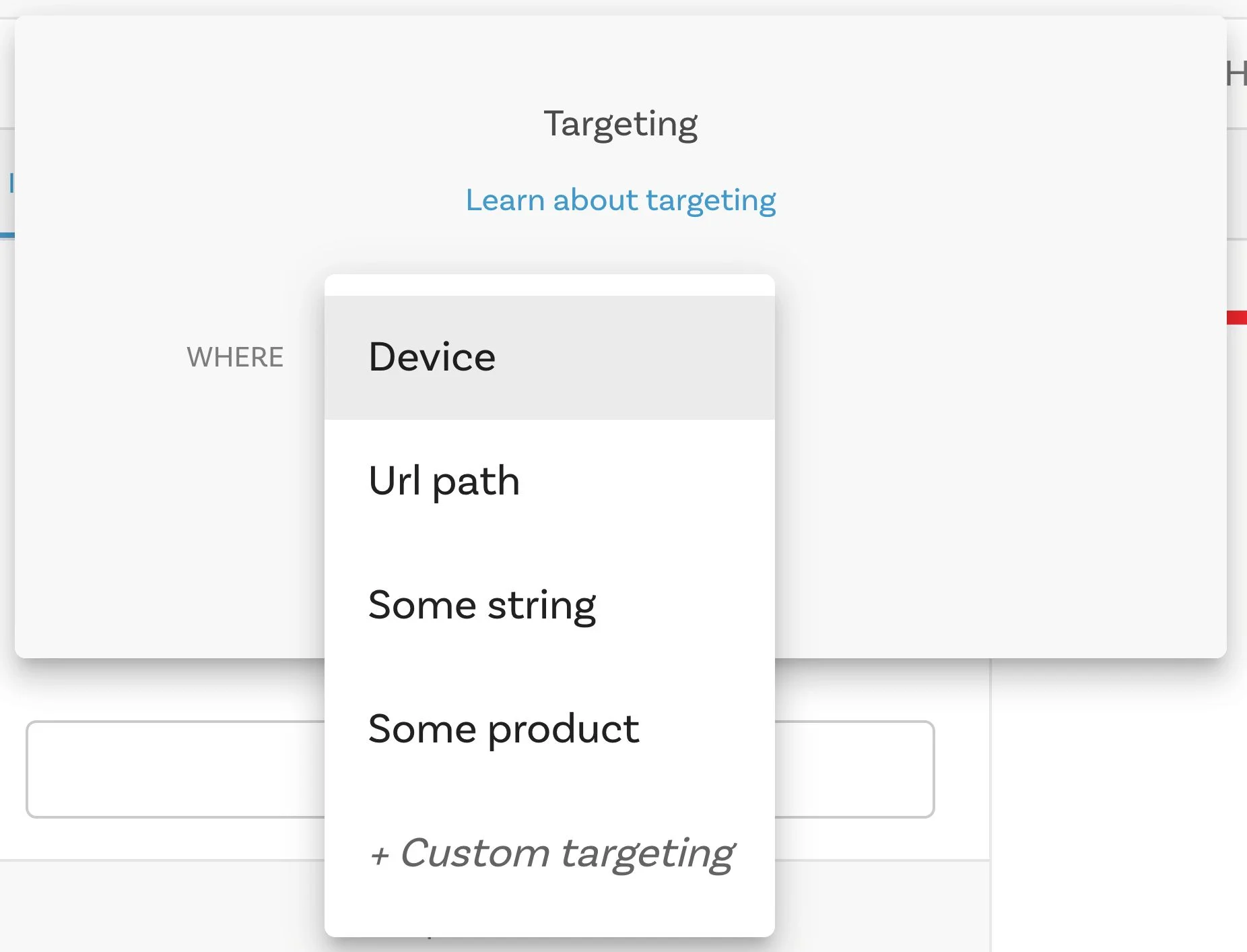 Custom Targeting Dropdown