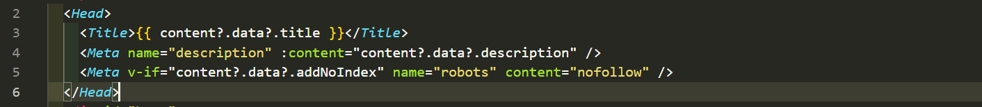 Setting noindex Field in Page